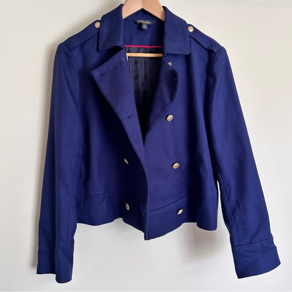 BROOKS BROTHERS Navy Double Breasted Twill Coat 12 - Picture 2 of 7